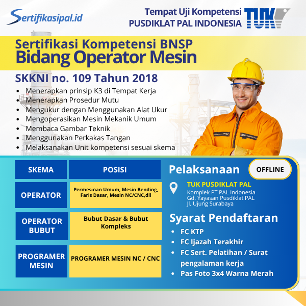 Sertifikasi BNSP Bidang Operator Mesin